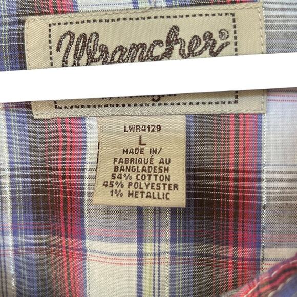 Wrancher by Wrangler Women's Purple Plaid Pearl Snap Western Shirt Size Large - Picture 3 of 4